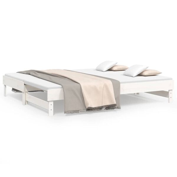 vidaXL Pull-out Day Bed without Mattress White 2x(80x200) cm