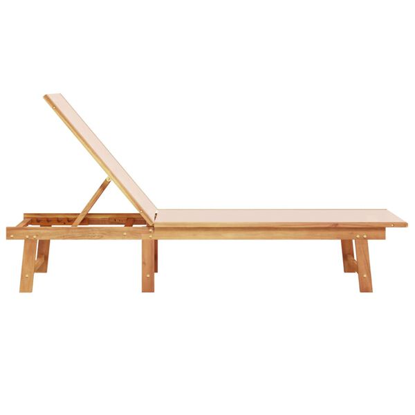 vidaXL Sun Lounger Cream Solid Wood Acacia and Textilene