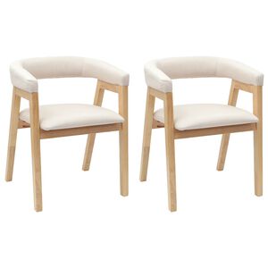 vidaXL Dining Chairs 2 pcs Solid Rubber Wood Natural 54 x 57 x 73 cm