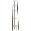 vidaXL 5-Tier Corner Shelf Light Brown and Black 45.5x31.5x180 cm