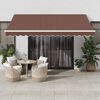 vidaXL Manual Retractable Awning with LED Brown 400x350 cm