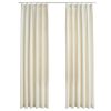 vidaXL Blackout Curtains 2 pcs with Hooks Velvet Cream 140x245 cm