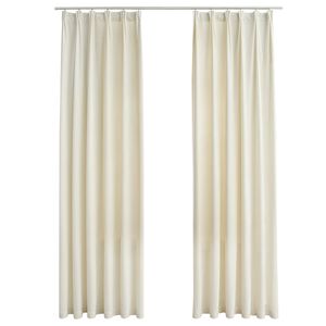 vidaXL Blackout Curtains 2 pcs with Hooks Velvet Cream 140x245 cm