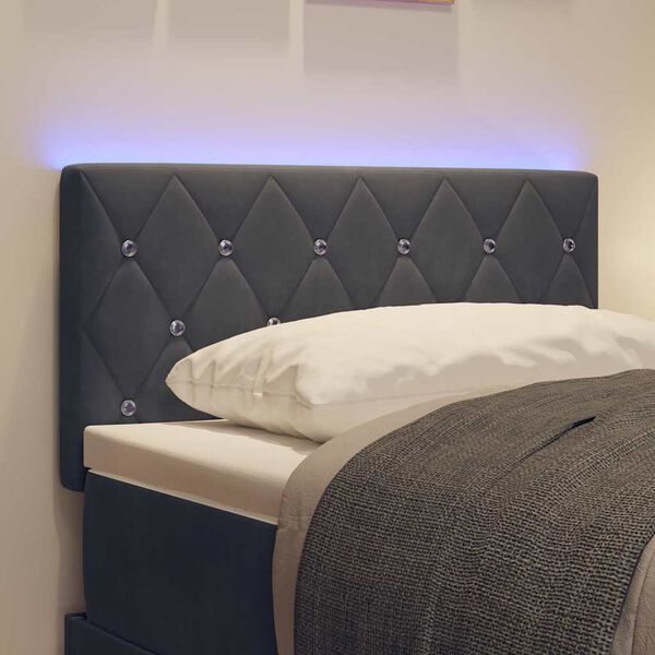 vidaXL LED Headboard with LED Strip Lights Dark Grey 80 cm Polyester