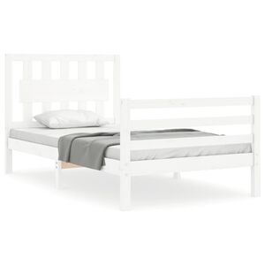 vidaXL Bed Frame without Mattress White Small Single Solid Wood