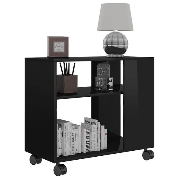 vidaXL Side Table High Gloss Black 70x35x55 cm Engineered Wood