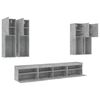 vidaXL 7 Piece TV Wall Cabinet Set with LED Lights Concrete Grey
