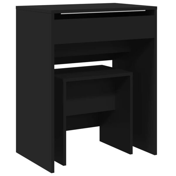 vidaXL Dressing Table and Stool Black 60x40x113.5 cm
