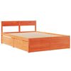 vidaXL Bed with Drawers and Mattress Wax Brown 140x190 cm Solid Wood Pine
