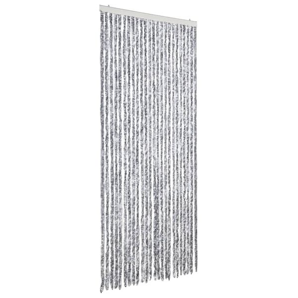 vidaXL Fly Curtain White and Grey 100x200 cm Chenille