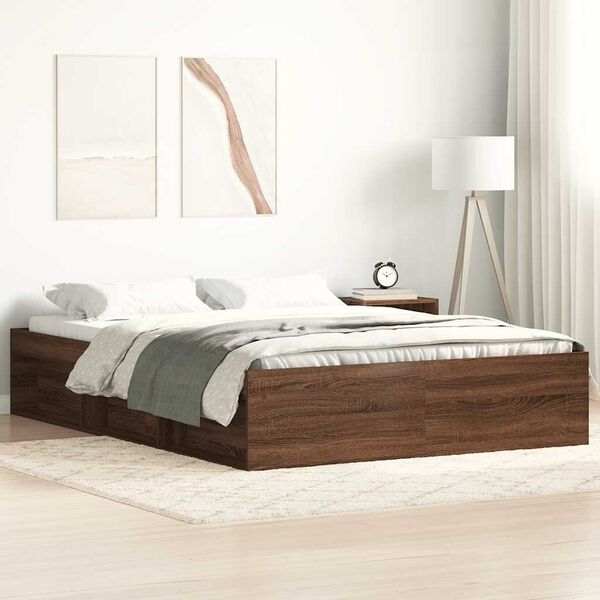 vidaXL Bed Frame without Mattress Brown Oak 120x200 cm