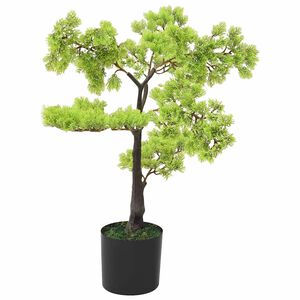 vidaXL Artificial Cypress Bonsai Plant | Green and black | Plastic