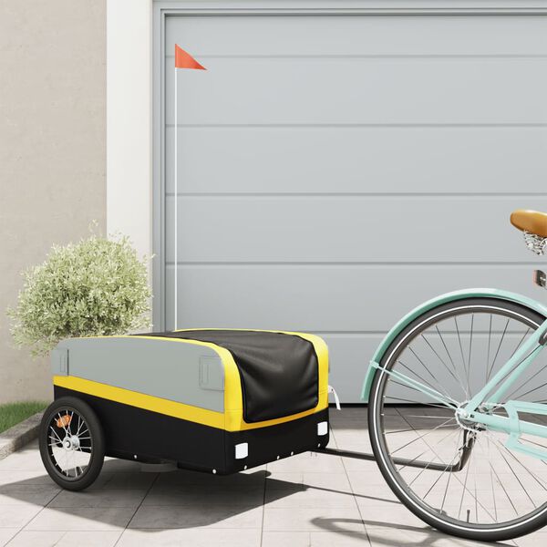 vidaXL Bike Trailer Black and Yellow 45 kg Iron