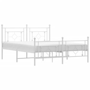vidaXL Metal Bed Frame without Mattress with Footboard White 160x200cm