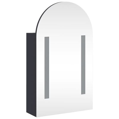 vidaXL Bathroom Mirror Cabinet with LED Light Arched Grey 42x13x70 cm