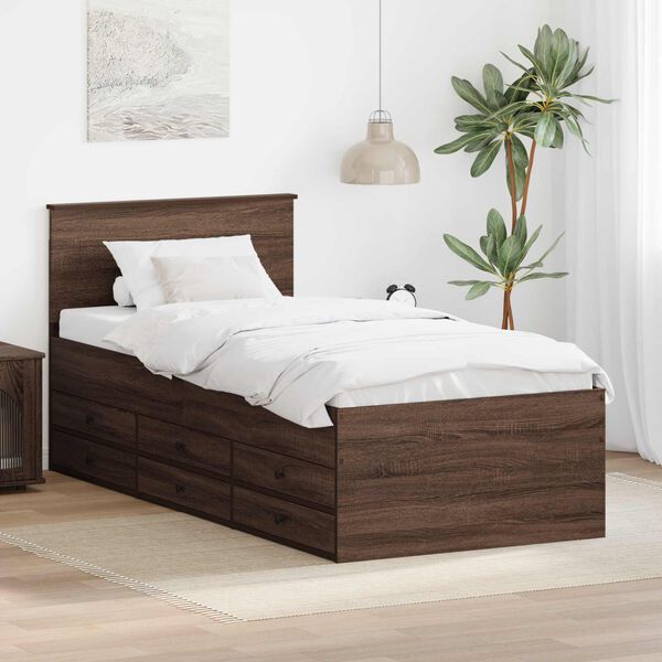 vidaXL Daybed Manual Brown Oak and Black 100 x 200 cm Engineered Wood
