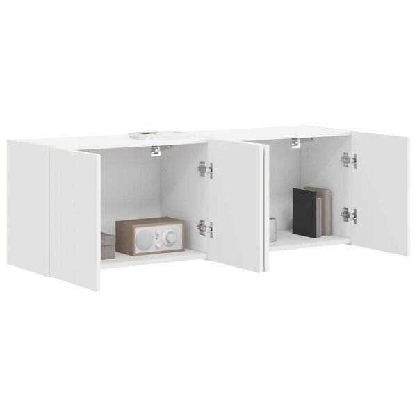 vidaXL TV Wall Cabinet 2 pcs White 59.5 x 31 x 40 cm Engineered Wood