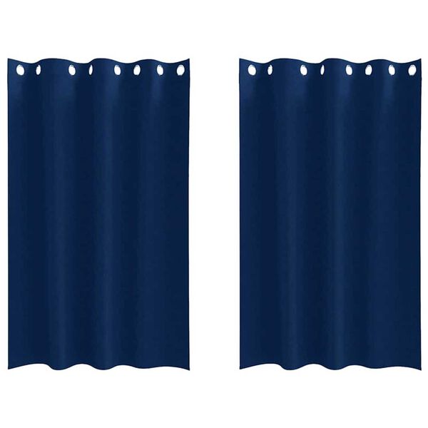 vidaXL Blackout Curtains with Rings 2 pcs Dark Blue 175 x 140 cm