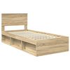 vidaXL Bed Frame with Headboard Sonoma Oak 90 x 200 cm Solid Pine Wood