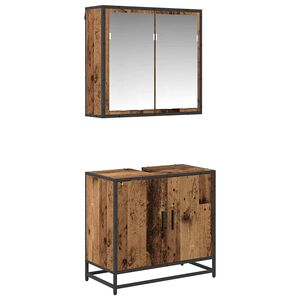 vidaXL Bathroom Furniture Set with Door 2 pcs Old Wood Engineered Wood