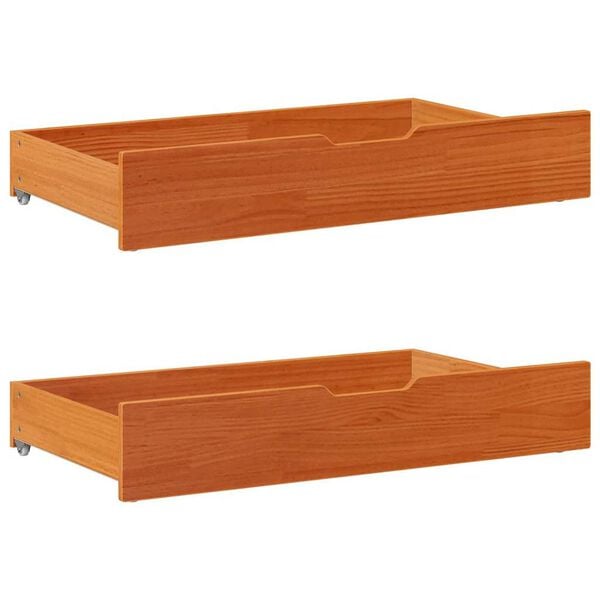 vidaXL Under-Bed Drawers 2 pcs Wax Brown 90x55x17 cm Solid Wood Pine
