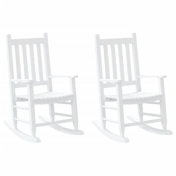 vidaXL Rocking Chairs for Children 2 pcs White Solid Wood Poplar