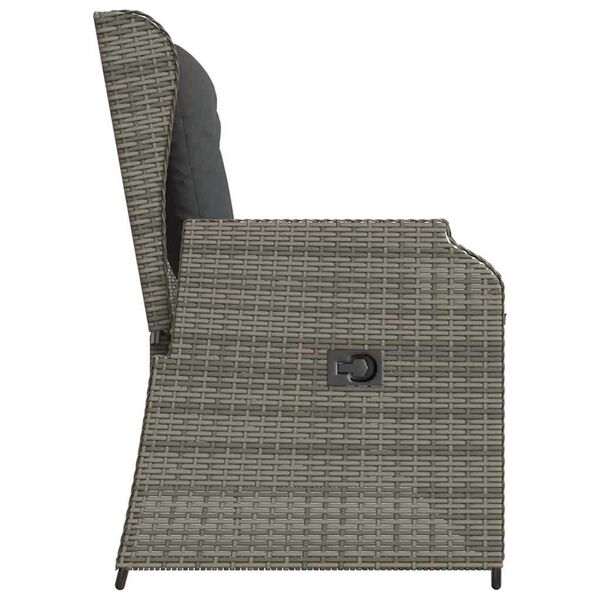 vidaXL Garden Bench with Cushion Grey Poly rattan