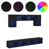 vidaXL TV Wall Units with LED 6 pcs Black Oak Engineered Wood
