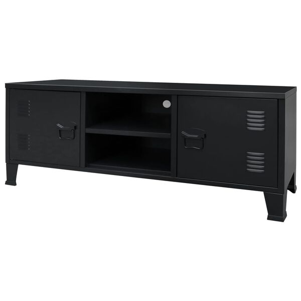 vidaXL TV Cabinet Metal Industrial Style 120x35x48 cm Black
