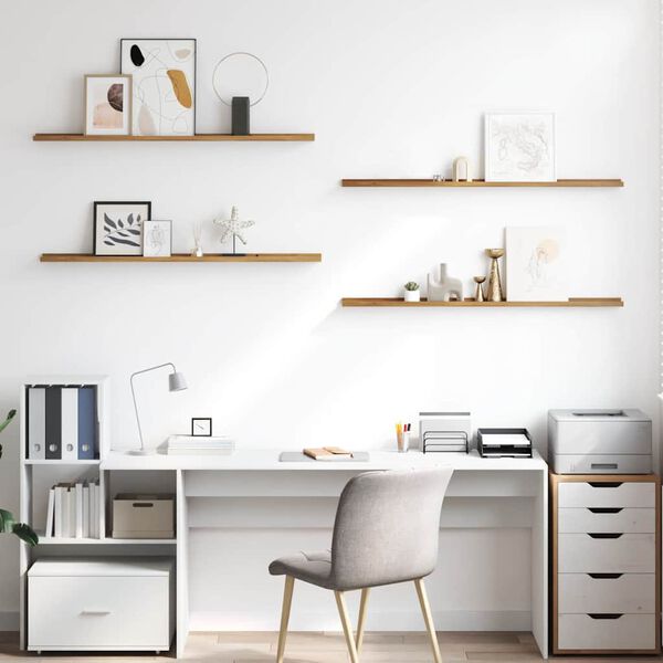 vidaXL Wall Shelf 4 pcs Brown 115 x 9 x 3 cm Engineered Wood