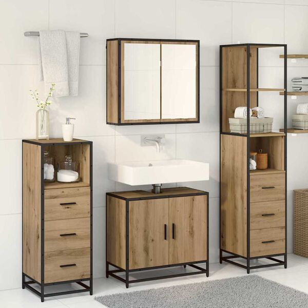 vidaXL Bathroom Furniture Set 4 pcs Artisan oak Engineered wood