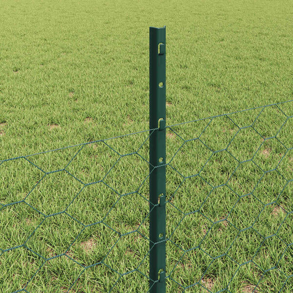 vidaXL Fence with Post Green 0.5 x 100 m Steel and PVC