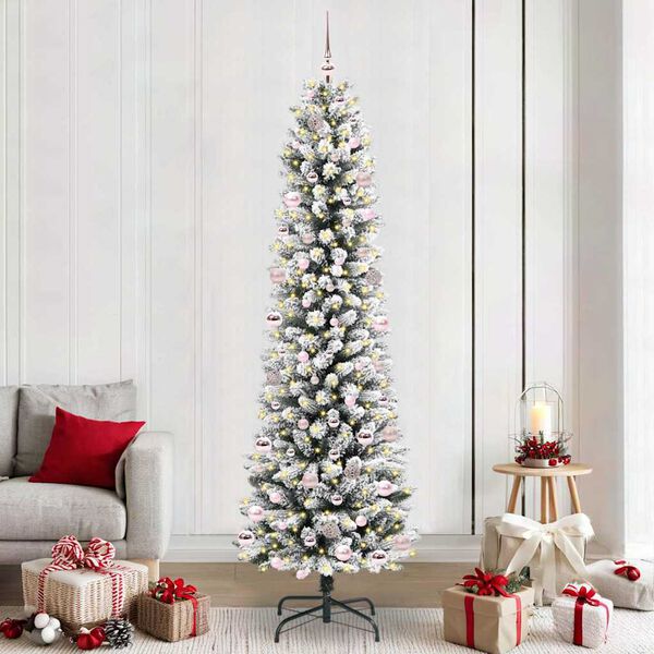 vidaXL Artificial Christmas Tree with 300 LEDs Green and white 240 cm