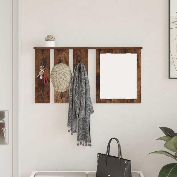 vidaXL Wall-Mounted Coat Rack with Shelf Smoked oak 85 x 10 x 45 cm