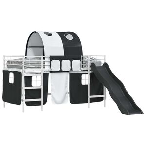 vidaXL Kids'Loft Bed Frame White and Black 90 x 200 cm Metal