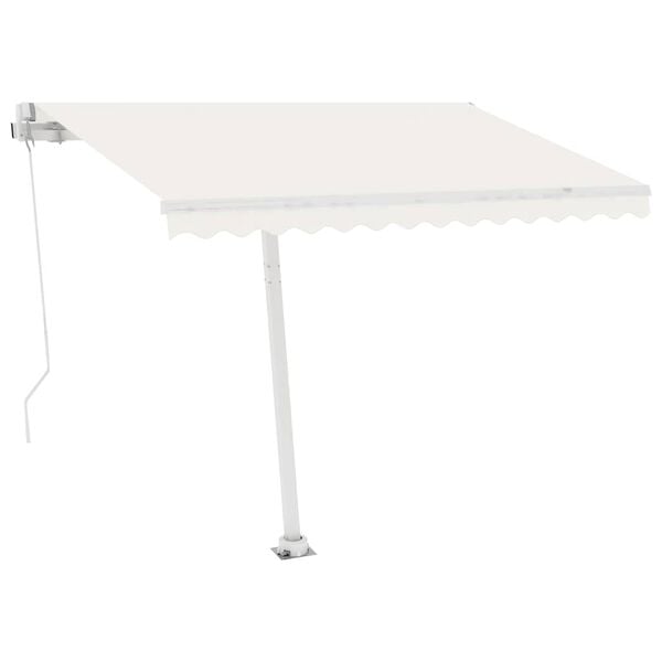 vidaXL Manual Retractable Awning with LED 300x250 cm Cream