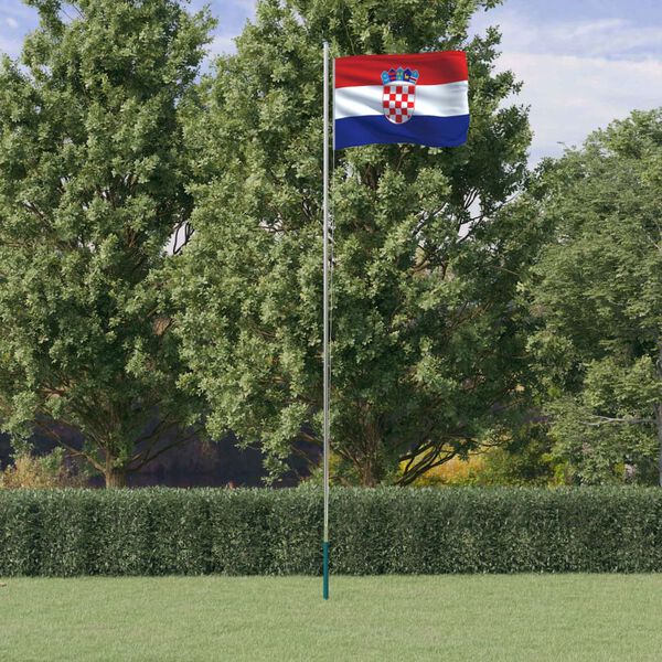 vidaXL Croatia Flag and Pole 6.23 m Aluminium