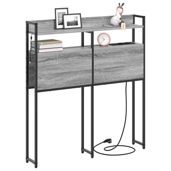vidaXL Headboard with Shelf Grey sonoma 90 cm Engineered wood