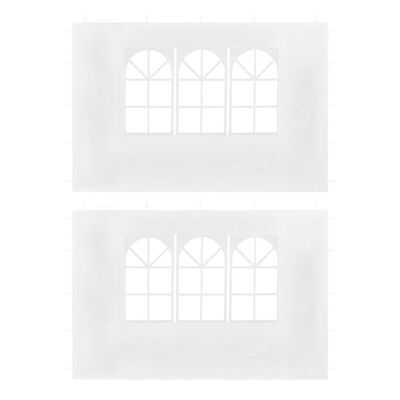 vidaXL Party Tent Sidewalls 2 pcs with Window White