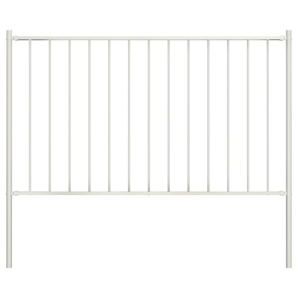 vidaXL Fence Panel with Posts Powder-coated Steel 1.7x1 m White