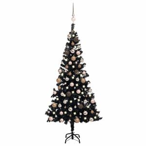 vidaXL Artificial Pre-lit Christmas Tree with Ball Set Black 120 cm PVC