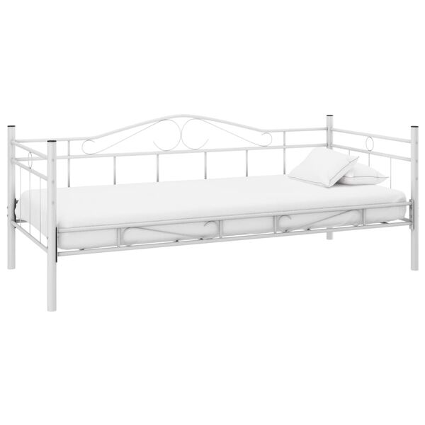 vidaXL DayBed Frame without Mattress White Metal 90x200 cm