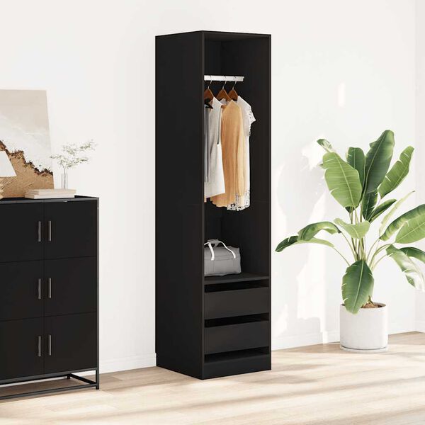 vidaXL Wardrobe with Drawers Black 50x50x200 cm Engineered Wood