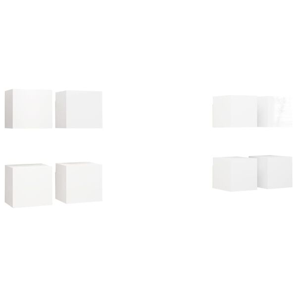 vidaXL Wall Mounted TV Cabinets 8 pcs High Gloss White 30.5x30x30 cm