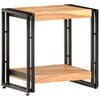 vidaXL Side Table | Natural wood, Black | Solid Acacia wood, Powder-Coated Iron