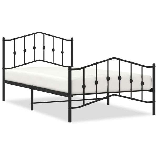 vidaXL Metal Bed Frame without Mattress with Footboard&nbsp;Black 107x203cm