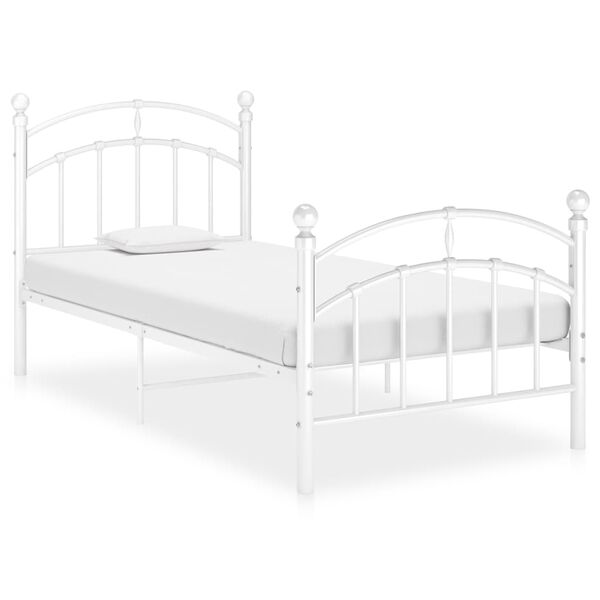 vidaXL Bed Frame without Mattress White Metal 100x200 cm