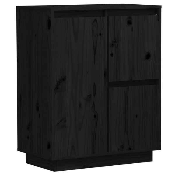 vidaXL Sideboard Black 60x34x75 cm Solid Wood Pine