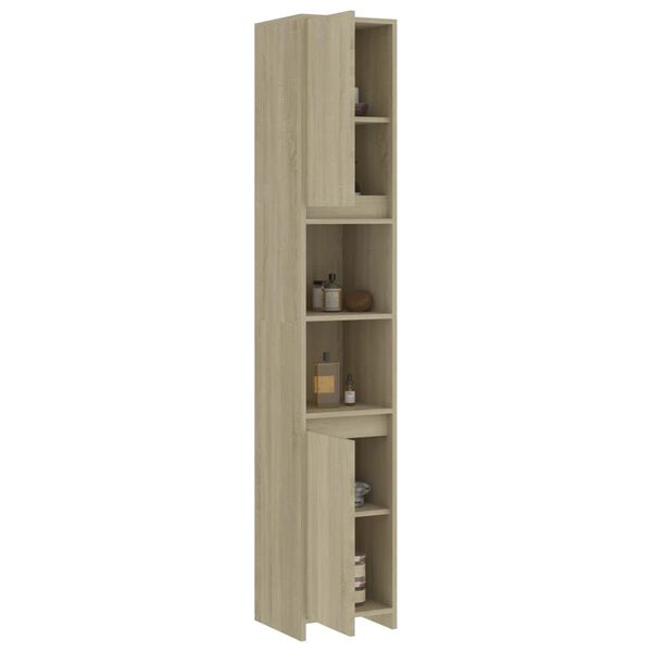 vidaXL Bathroom Cabinet Sonoma Oak 30x30x183.5 cm Engineered Wood