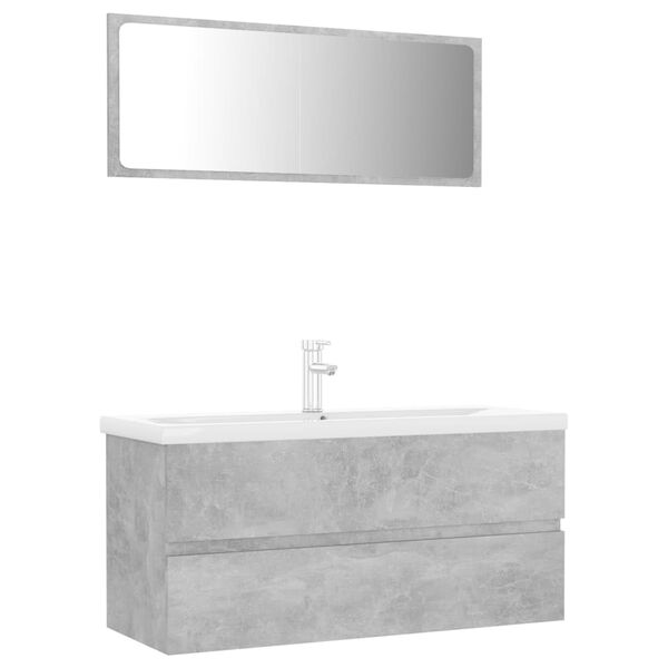 vidaXL Bathroom Furniture Set Concrete Grey Engineered Wood